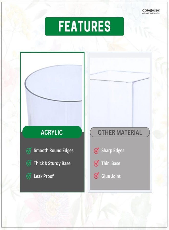 Oasis Decorative Acrylic Unbreakable Classic Flower Vases for Table Centerpiece, Home Decor, Floral Arrangement, Office, Events, Gifting & More - Conical Clear - Image 4